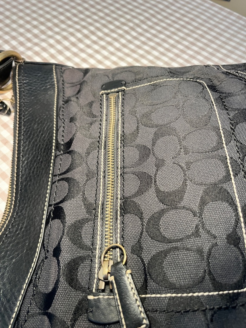 Vintage Coach 2006 Signature Crossbody Bag Black Leather and Canvas #10403 Y2K - Picture 4 of 10